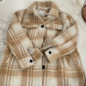 Tan and white shacket